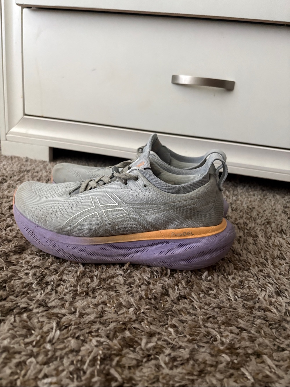 ASICS Gel Nimbus Women's 7 Running Shoe - Gray with Lavender Midsole